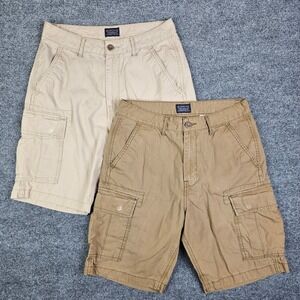 Levis Cargo Shorts Mens 29 Casual Khaki Tan‎ Brown Y2K Skater Loose Fit 9" LOT 2